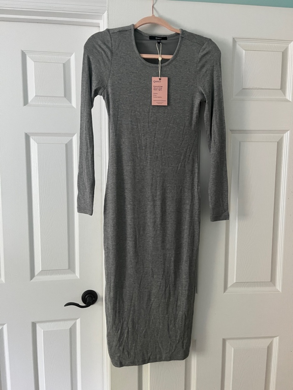 Quince Gray Long Sleeve Midi Bodycon Dress